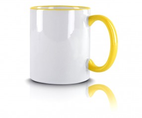 Werbeartikel Kaffeetasse gelb incl High-Quality Druck