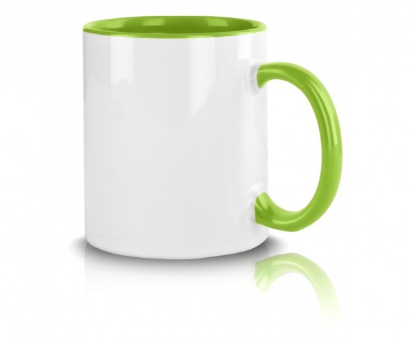 Werbeartikel Tasse mit Logo hellgrün incl. High-Quality Druck