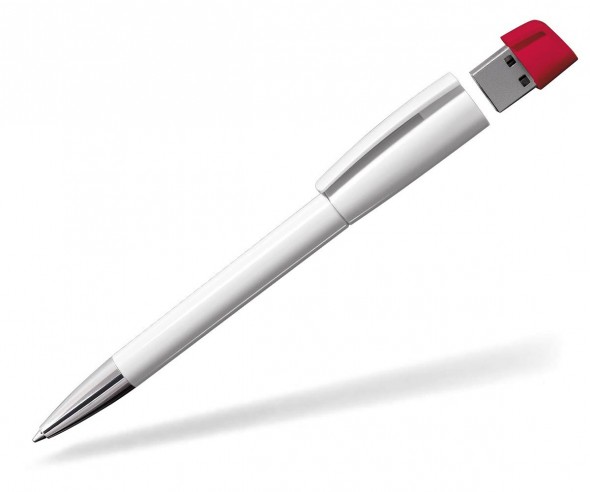 Kugelschreiber mit USB-Stick Klio Turnus M UH, weiss rot