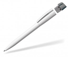 USB-Kugelschreiber Klio Turnus UC, weiss grau