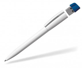 Kugelschreiber mit USB-Stick Klio Turnus UM, weiss mittelblau