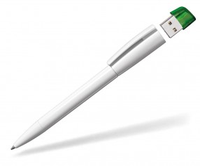 USB-Kugelschreiber Klio Turnus UITR weiss grün