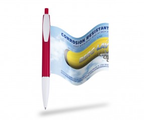 Werbeflaggenkugelschreiber mit ausziehbarem Flyer Info Pen 1105 Premium, ROT